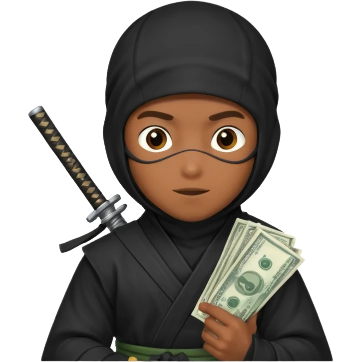 Niño ninja con dinero emoji