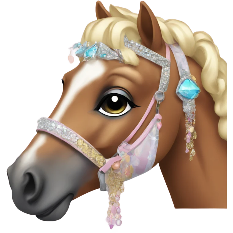 glam horse wearing makeup and accessories emoji