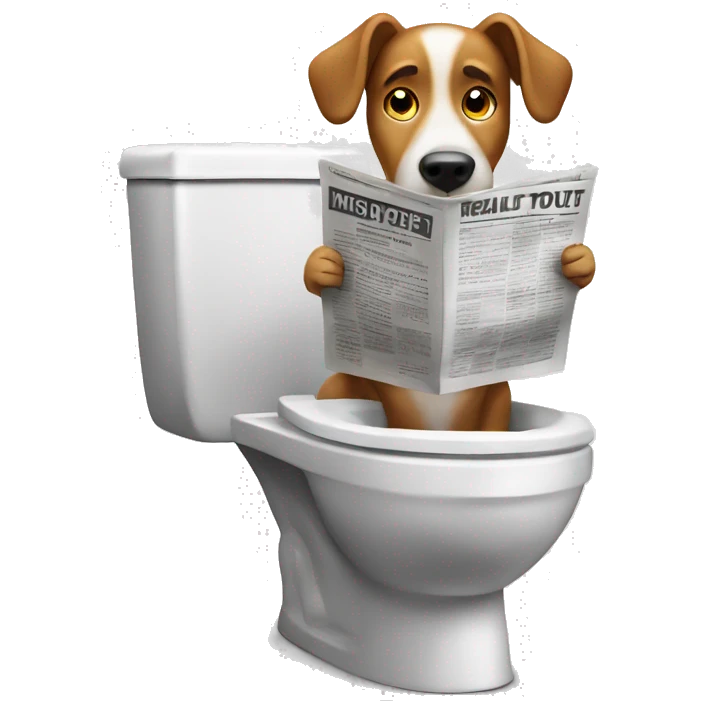 dog using the toilet while reading the newspaper  emoji