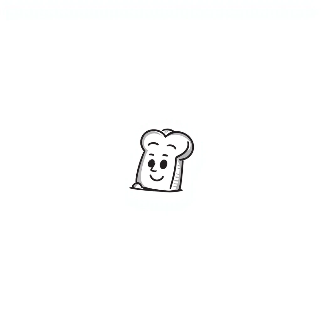 a loaf of bread with a smiley face, hand drawn doodle style emoji