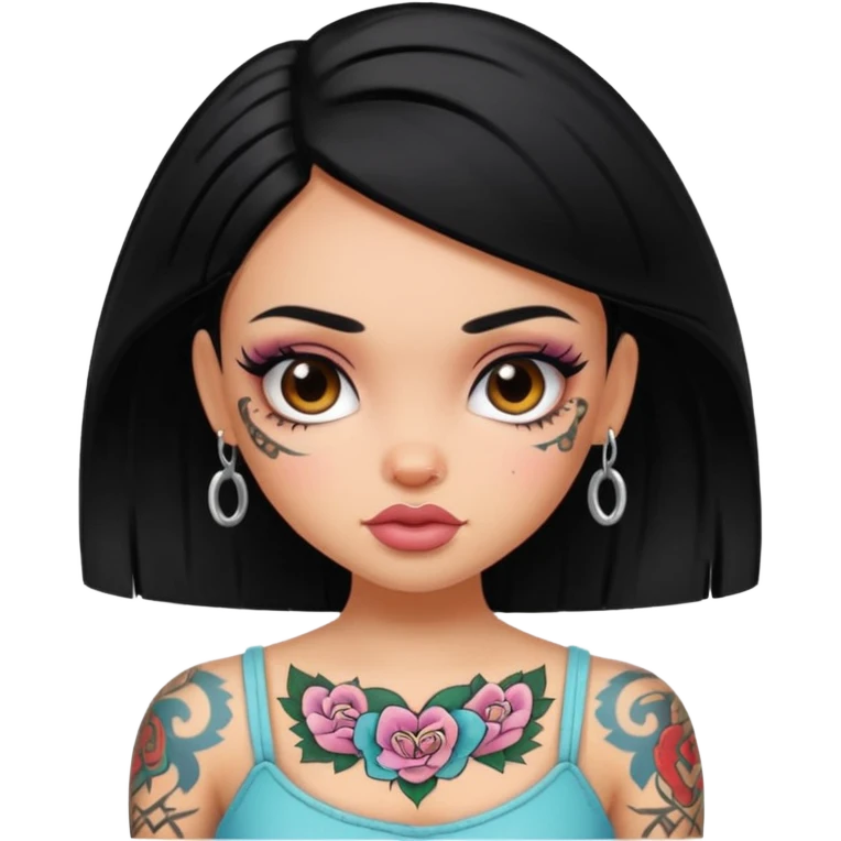 black haired pretty bratz girl with tattoos portrait emoji