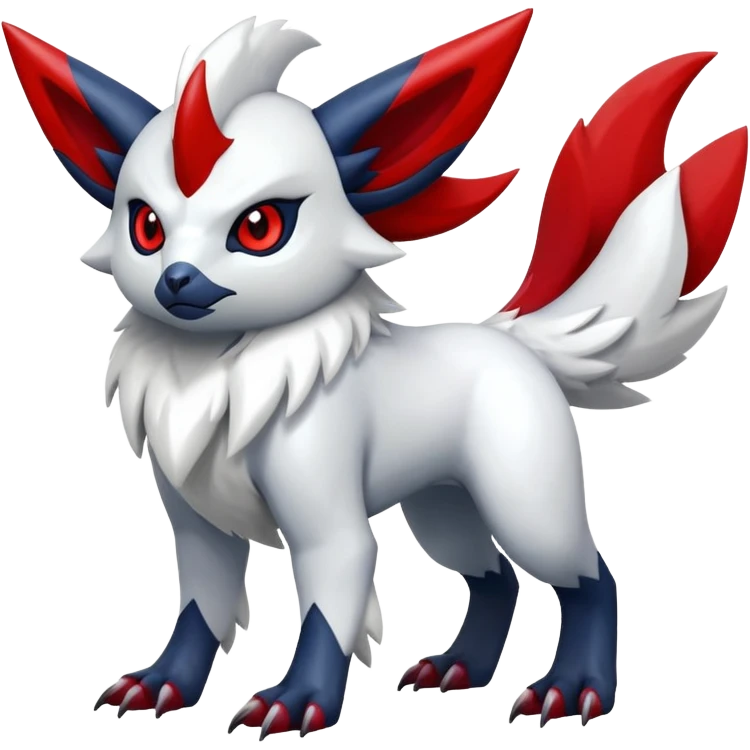 Shiny exotic Absol-Zangoose-Fakémon-hybrid-creature (full body)  with markings emoji
