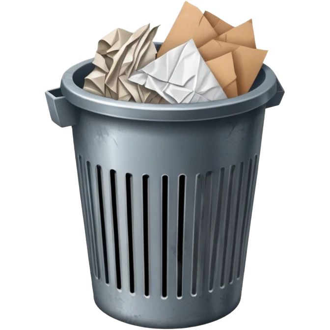 trash bin with paper emoji