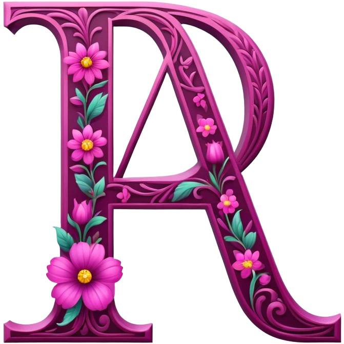 Magenta flowery romantic alphabet letter emoji