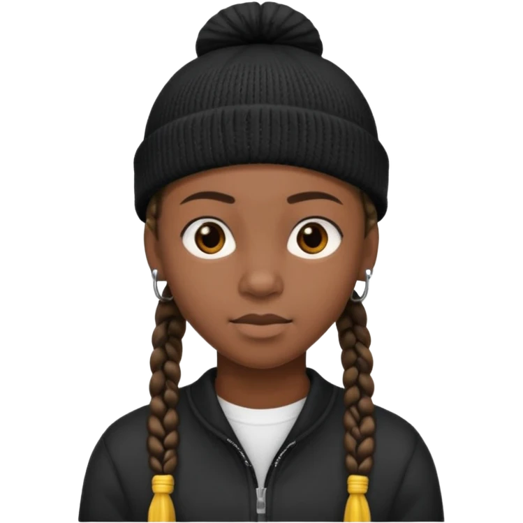 an african teen with cornrows and wears a beanie emoji