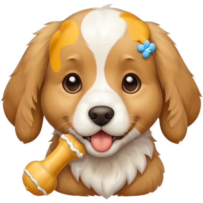 puppy face with white bone in mouth emoji