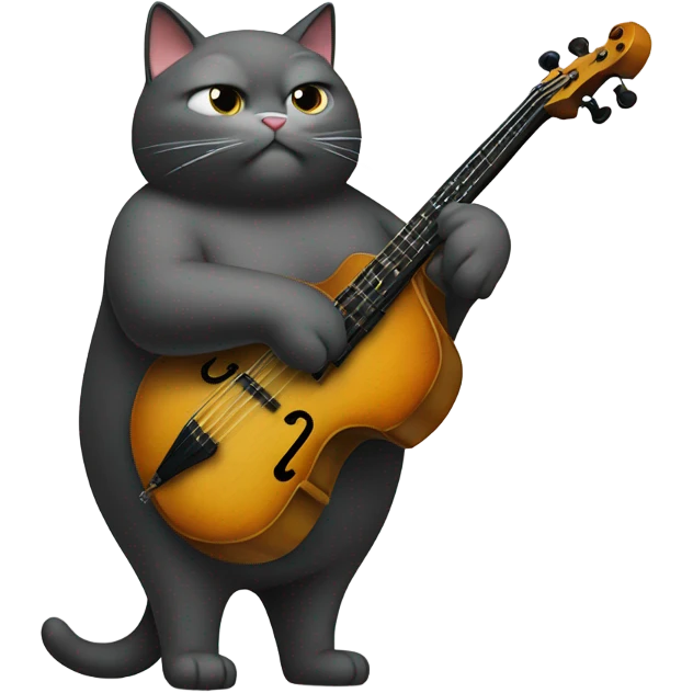 Obese cat playing stand up bass emoji