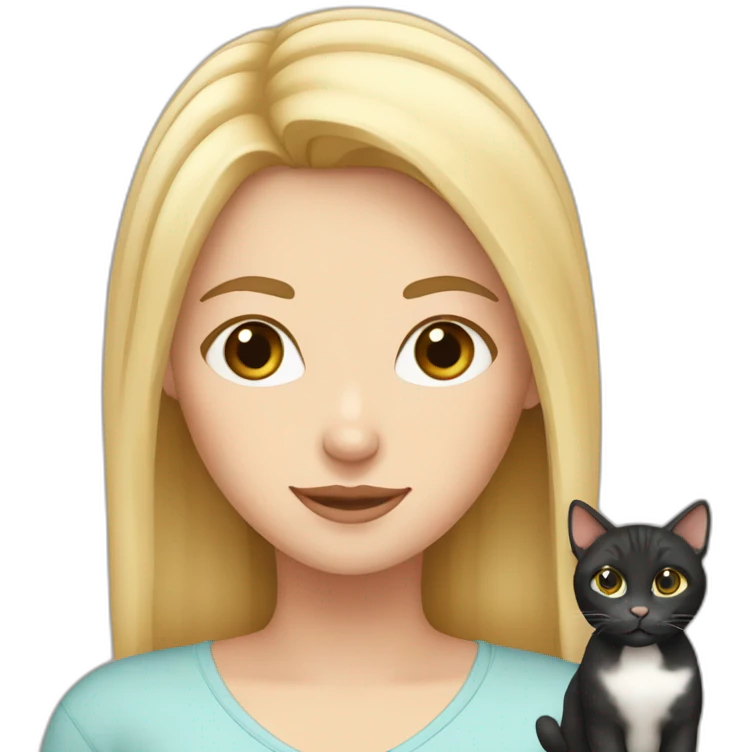 Blond white girl with 2 cats  one brown and one black emoji