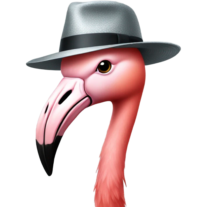 Flamingo wearing a fedora emoji
