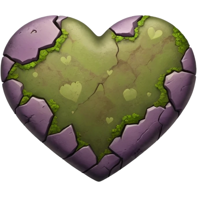Slightly mossy heart shaped natural purplish rock emoji