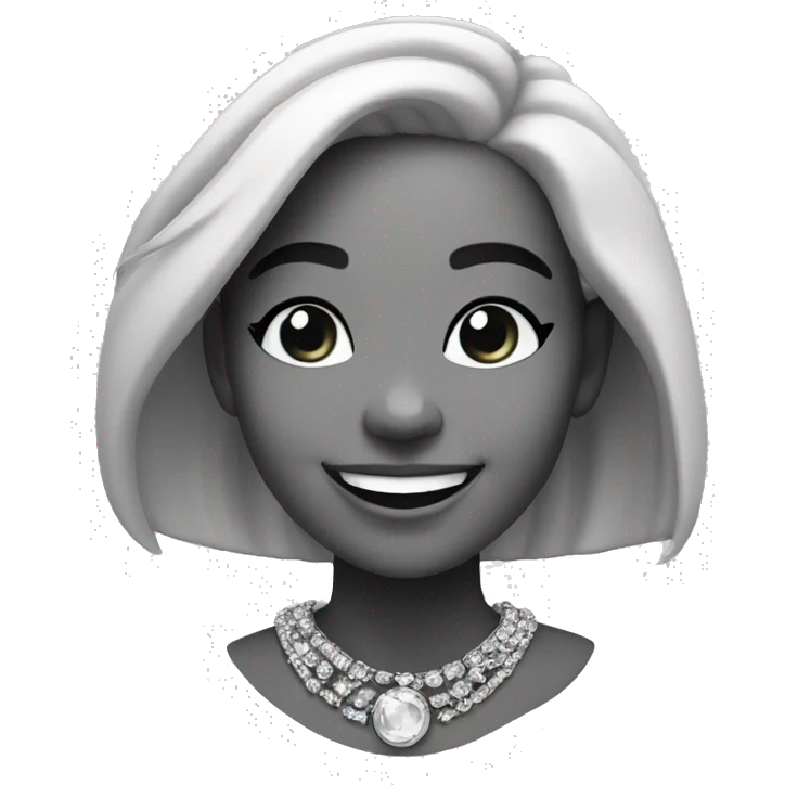 smiling girl in monochrome jewelry  emoji
