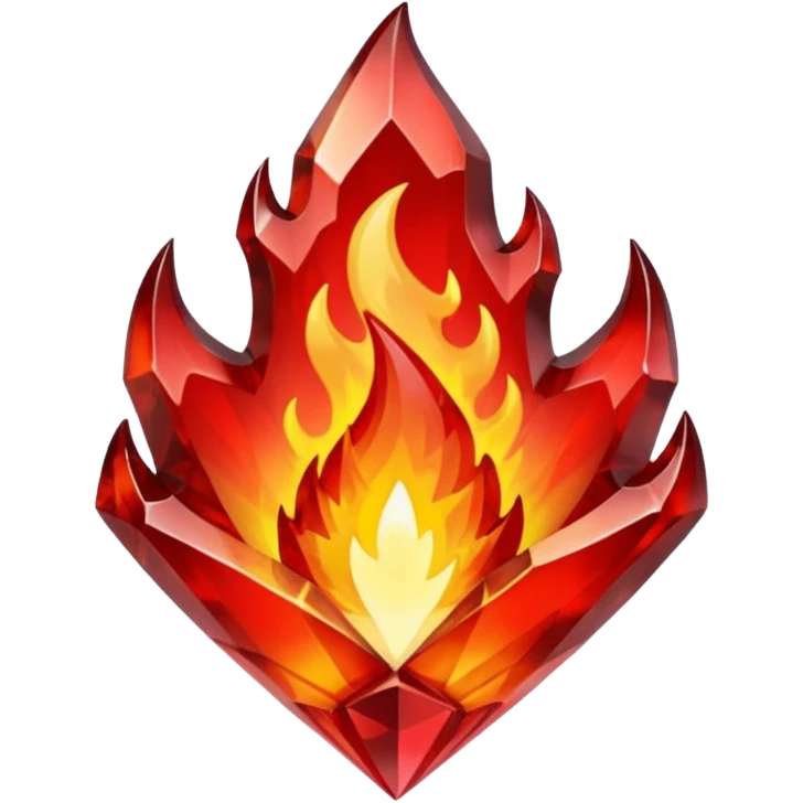 Red flaming crystal with a $ carved into the center of the crystal. emoji