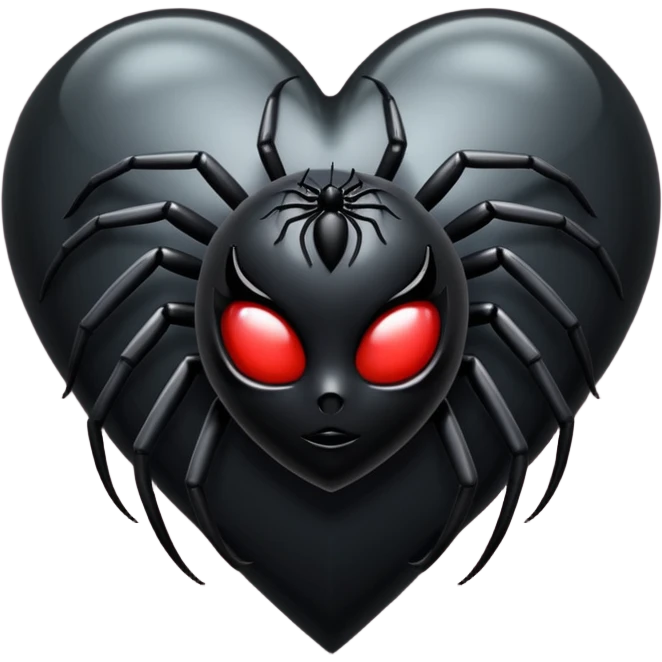 realistic gothic heart with a black spider lily emoji