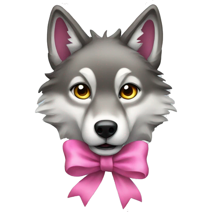 A wolf with a pink bow emoji