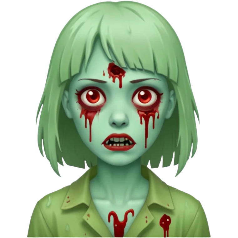 Zunbi na chuva cabelo de franjinha pele verde sangrenta mulher  emoji