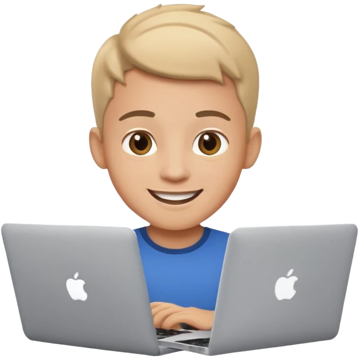 happy boy Graphic designer whit a MacBook emoji