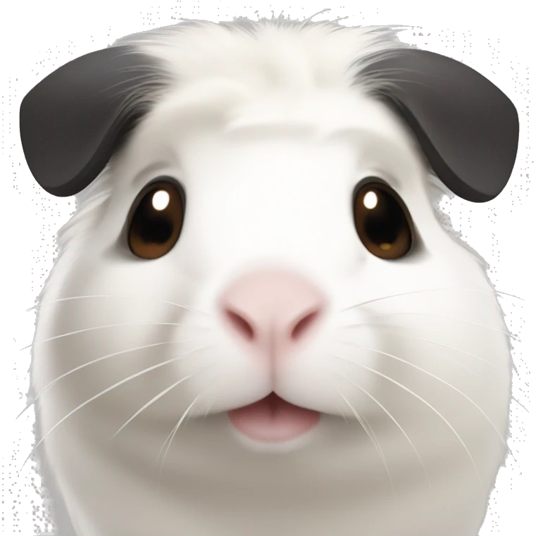 white guinea pig with one black ear and brown marking on face emoji