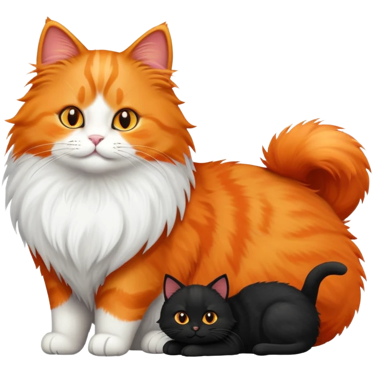 Gato naranja y gato negro emoji