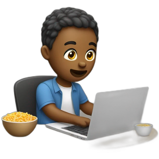 Eating food while working on laptop emoji