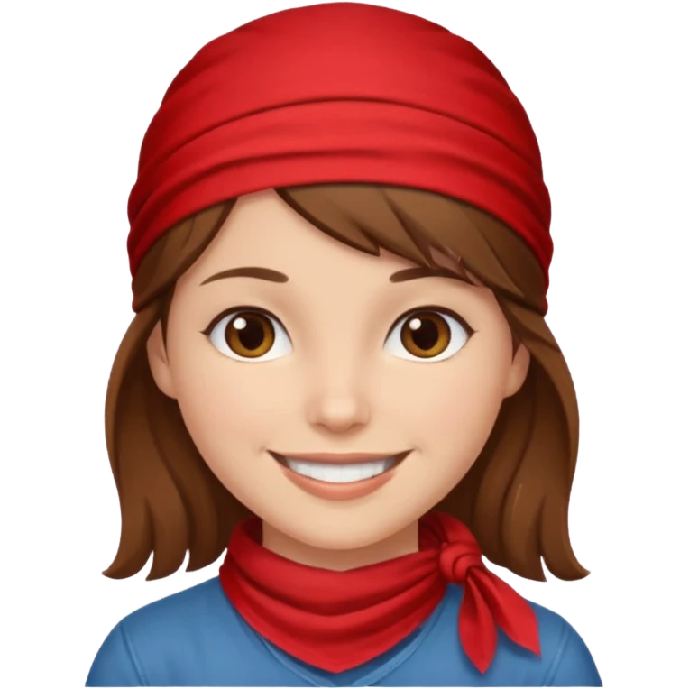 brown haired woman with wearing red bandana emoji