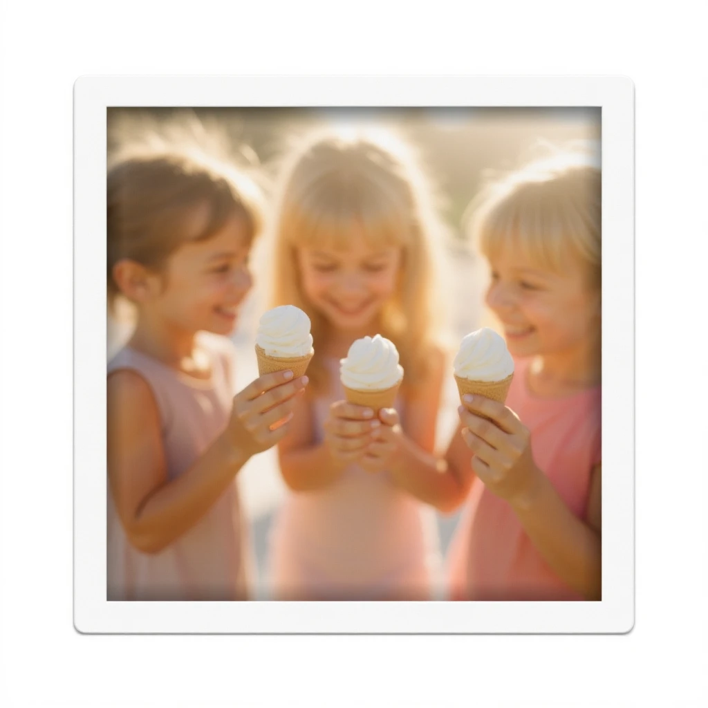 happy children with melting ice cream cones emoji