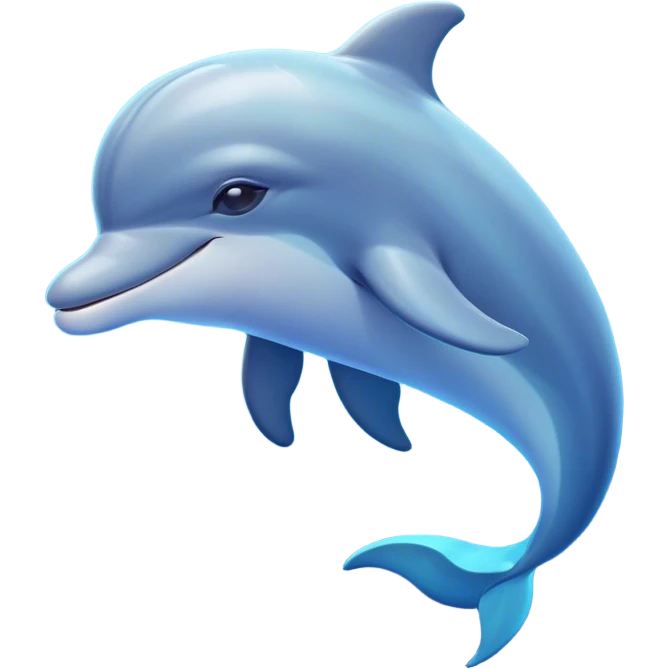 Cinematic Dreamy Dolphin Portrait Emoji, Floating serenely in a gentle sea of soft light, with a relaxed, streamlined body and half-closed, drowsy eyes that reflect a peaceful underwater lullaby, and a subtle, contented smile, Simplified yet irresistibly adorable features, highly detailed, glowing with a soft, dreamy aquatic radiance, high shine, calm and enchanting, stylized with an air of sleepy marine wonder, soft glowing outline, capturing the essence of a super cute dolphin that appears ready to drift into a sweet, soothing nap! emoji