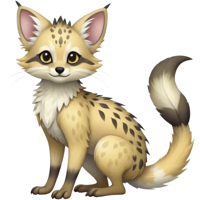 Feral Rare Fantasy cute realistic pastel tropical Vernid-Trico-species by LiLaiRa, random markings, tufted tail, tufted ears, full body emoji