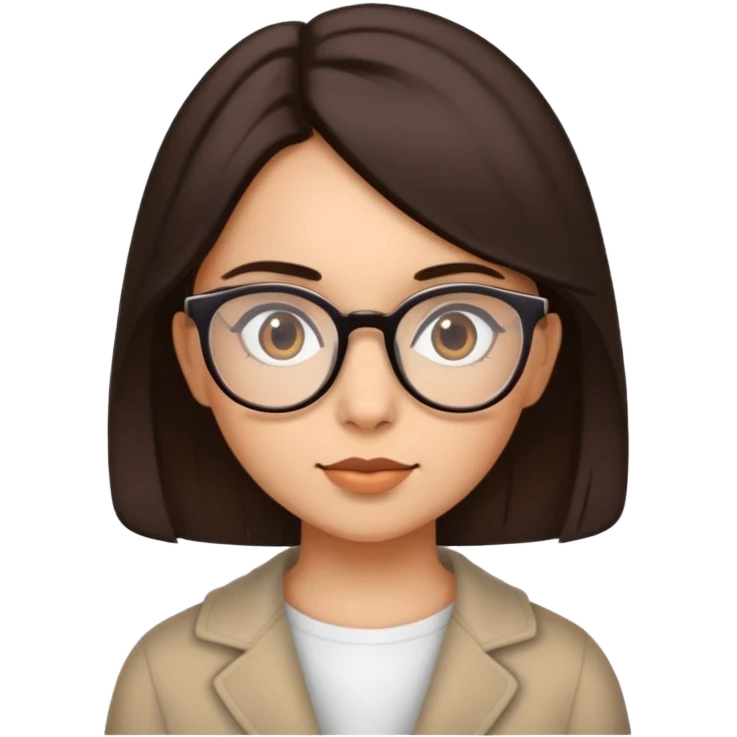 Menina, parda, cabelo médio escuro, óculos de grau emoji