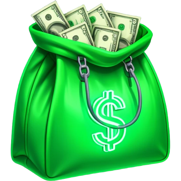 Bag of cash green neon lighta emoji