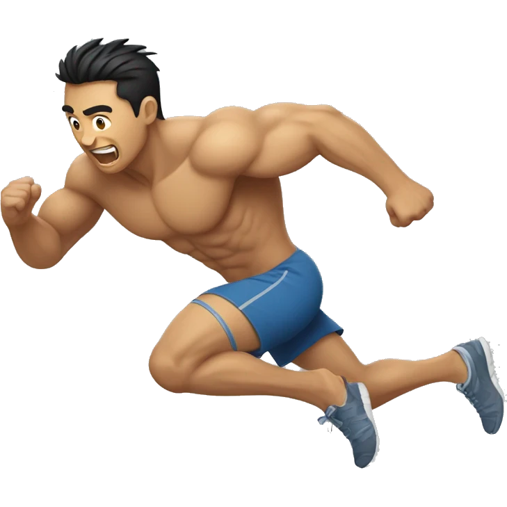 buffed-asian-guy running emoji
