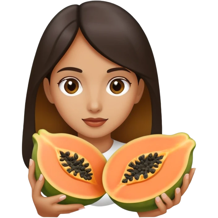Beautiful body of  Girl beautiful body holding one half of papaya sliced in half emoji