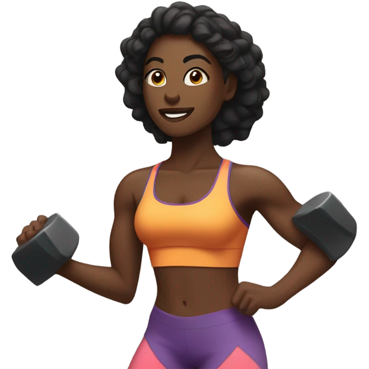 Dark skinned black women sweating while working out emoji