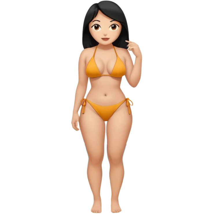Woman with black hair and big tits which a thick ass full body image  emoji