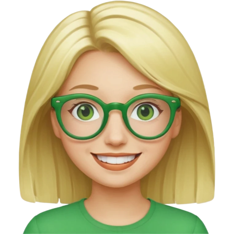 give her blond hair and green glasses emoji
