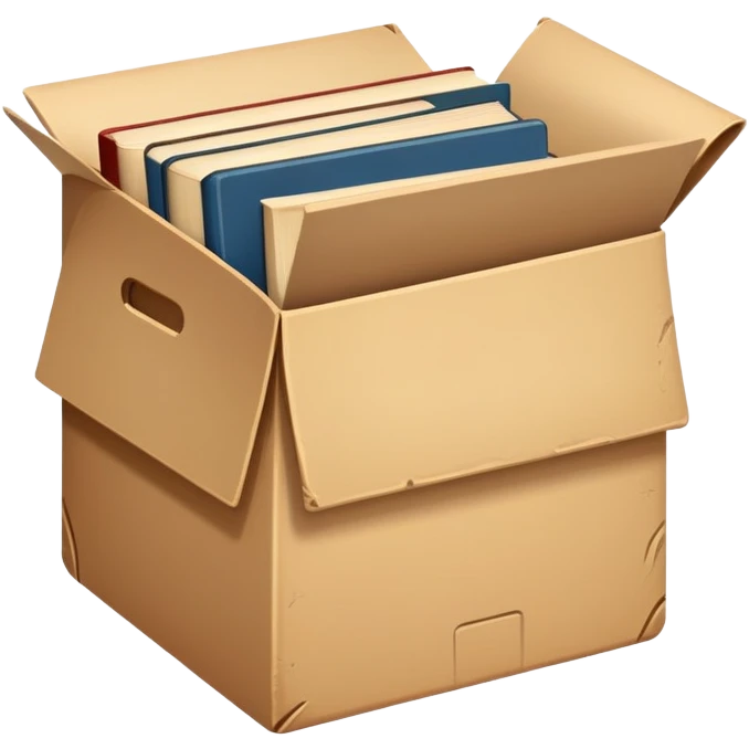 Beige box with books emoji