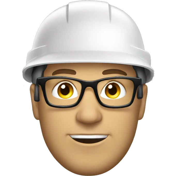 Caucasian man wearing helmet, glases and earplugs emoji