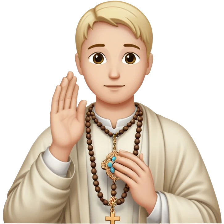 Praying hands holding a rosary emoji