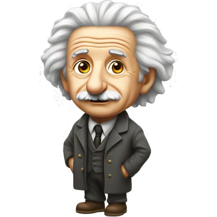 a thoughtfull looking albert Einstein full body  emoji