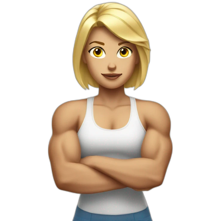 Strong muscle arm blonde girl emoji