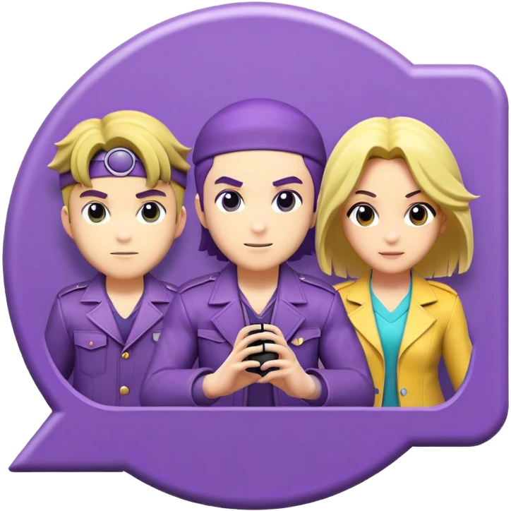 Crea un badge para Twitch de los personajes principales de jojos en 3 dimensiones 18x18 36x36 72x72 emoji