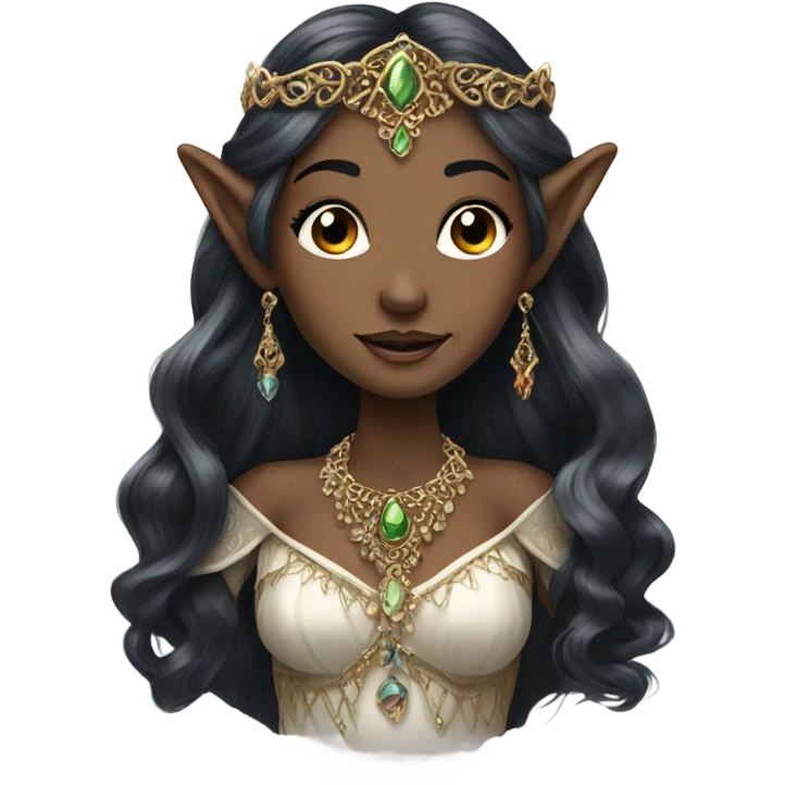 elf princess dark hair with jewellery  emoji