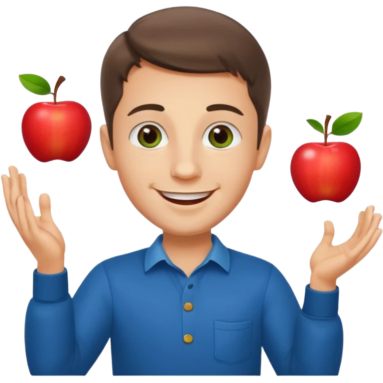 a Circus cute zelensky juggling two apple emoji