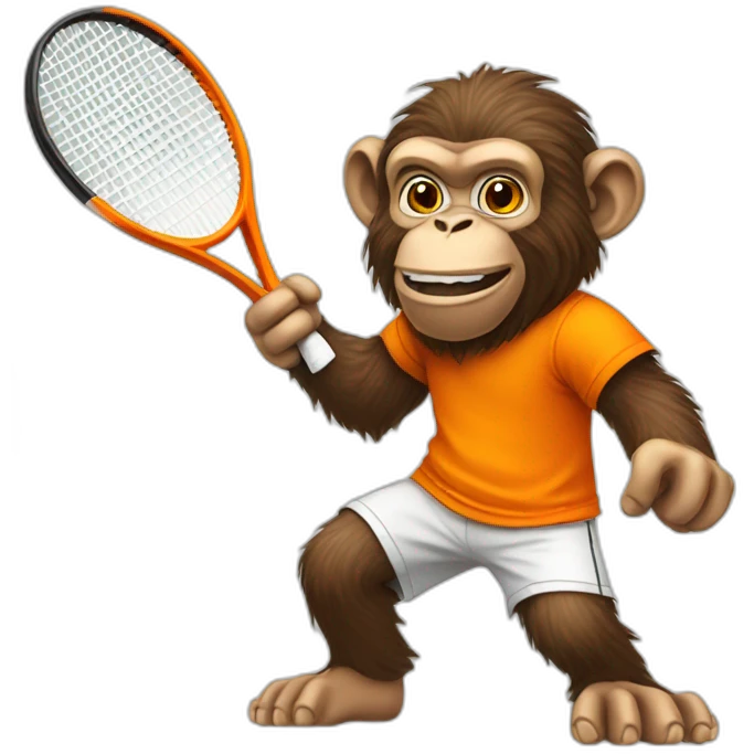 ape playing tennis in orange shirt emoji