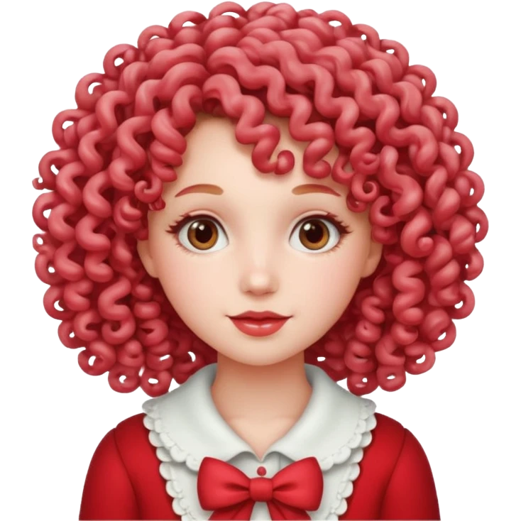 girl with curly hair made out of peppermint candy emoji
