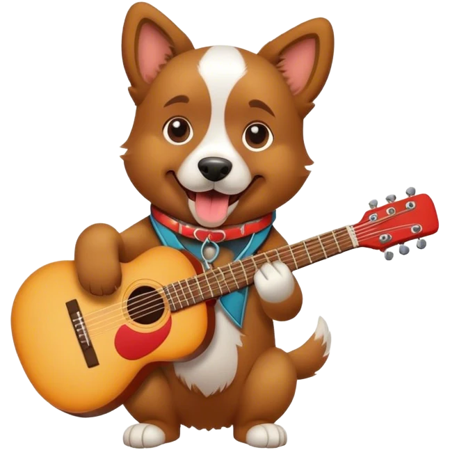 Hund mit einer Gitarre  emoji