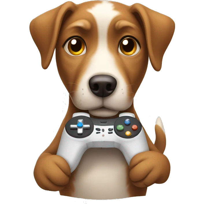 Dog playing video games emoji