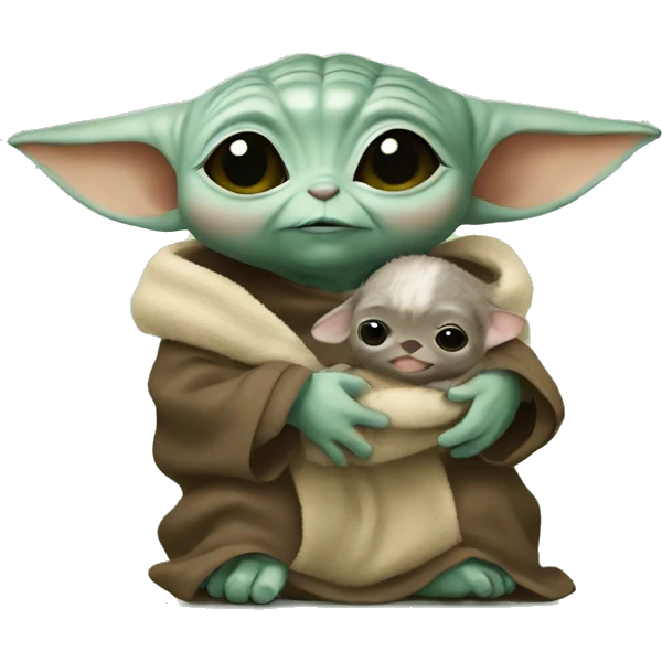Baby yoda holding baby otter emoji