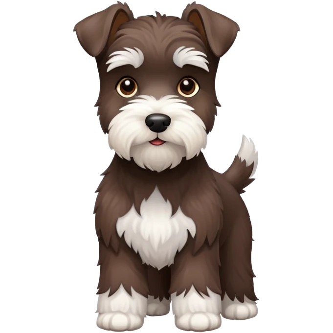 Chocolate and white schnauzer standing emoji