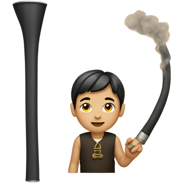 Asian boy with pipe emoji