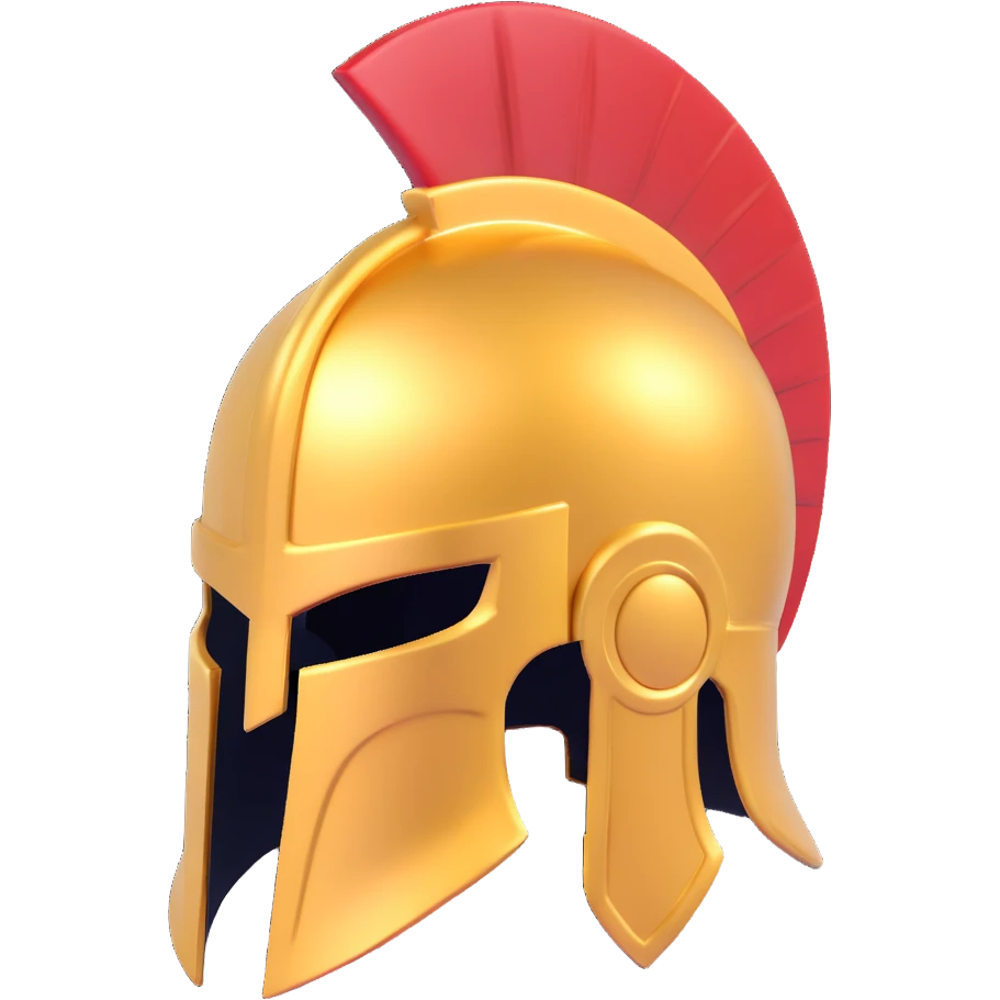 Spartan warrior helmet, 3D emoji style, smooth, shiny, detailed emoji
